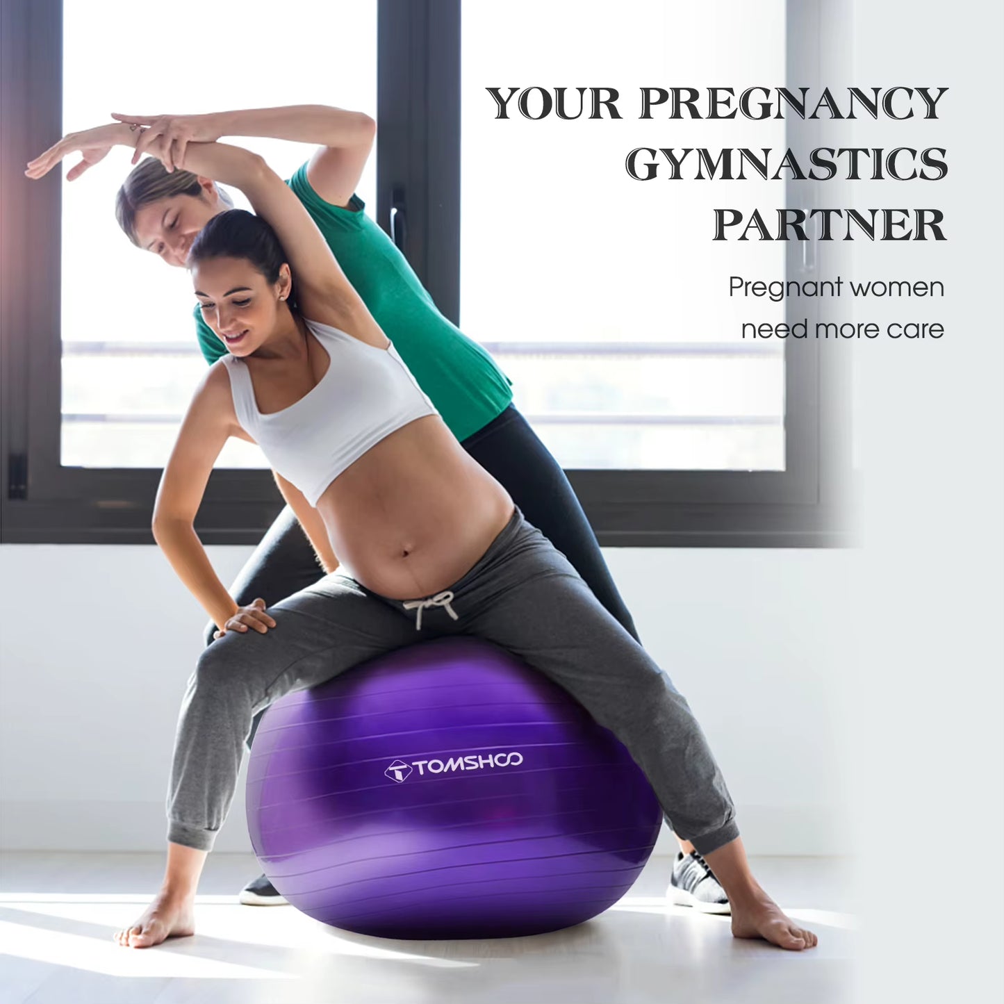 TOMSHOO 65Cm/75Cm Anti-Burst Yoga Ball Stability Balance Ball Pilates Barre Physical Fitness Exercise Ball with Air Pump